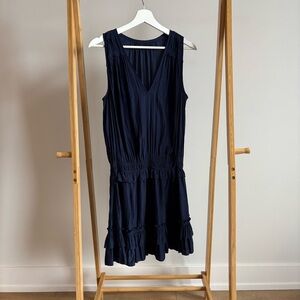 Navy Blue Drop Waist Dressy Top